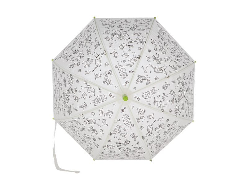 Esschert Design Bastelset Schirm Vögel zum ausmalen Grün/Weiss