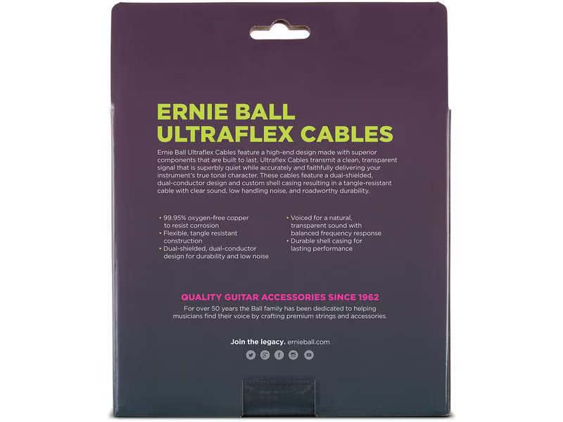 Ernie Ball Instrumentenkabel 6045 – 9.14 m, Weiss