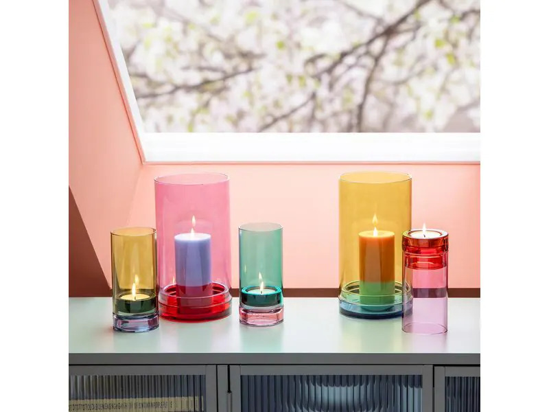 Remember Windlicht Lys acqua 19.3 cm, Glas, Grün/Violett