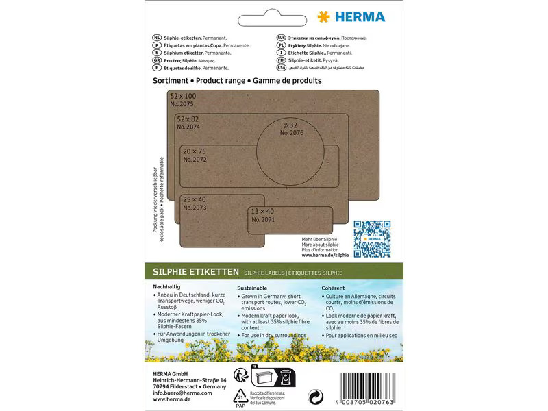 HERMA Vielzweck-Etiketten Silphie 32 x 32 mm, 24 Blatt