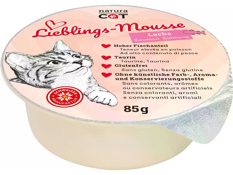 naturaCat Nassfutter Lieblings-Mousse Lachs, 12 x 85 g