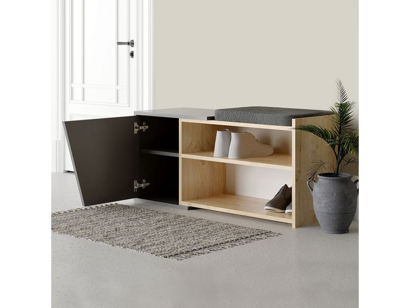 Woody Fashion Schuhschrank  Fiona 104 x 37 x 47 cm, Grau/Nature