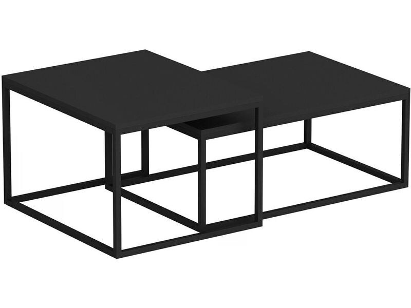 Woody Fashion Couchtisch Leka 2-ert Set, Schwarz