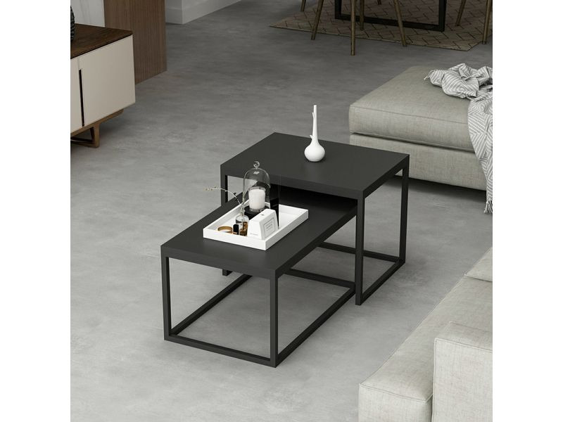 Woody Fashion Couchtisch Leka 2-ert Set, Schwarz