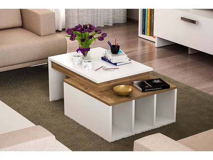 Woody Fashion Couchtisch Kolarado 90 x 37.4 x 60 cm, Nature/Weiss