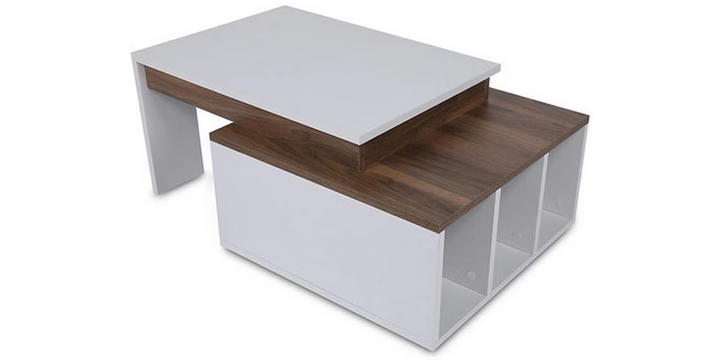 Woody Fashion Couchtisch Kolarado 90 x 37.4 x 60 cm, Nature/Weiss