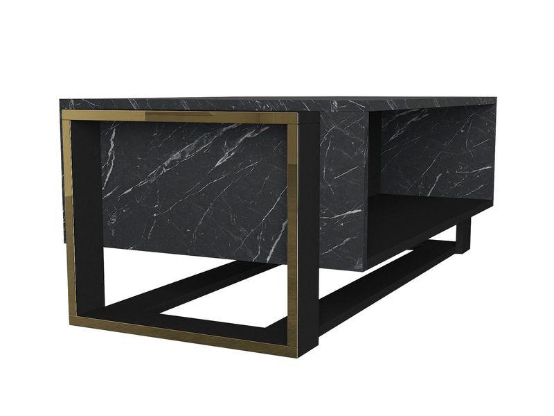 Woody Fashion Couchtisch Bianco 106.4 x 40.4 x 60 cm, Gold/Schwarz
