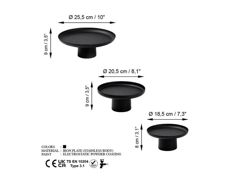 Wallxpert Dekoschale 25.5/20.5/18.5 cm, 1 Stück, Schwarz