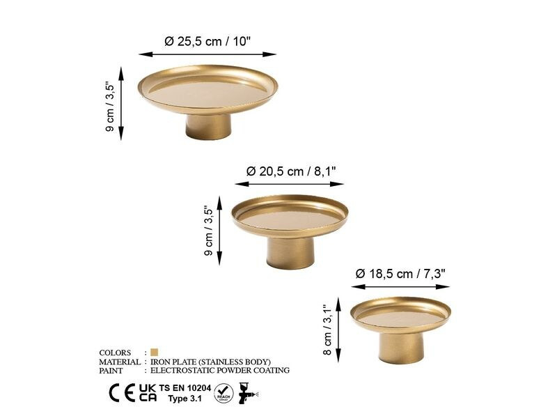 Wallxpert Dekoschale 25.5/20.5/18.5 cm, 1 Stück, Gold