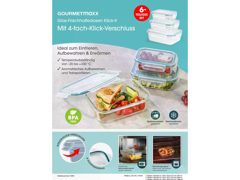 GOURMETmaxx Vorratsdose 1040 l, Transparent