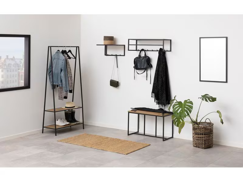 AC Design Garderobenleiste Seaford 7 Haken, Nature/Schwarz