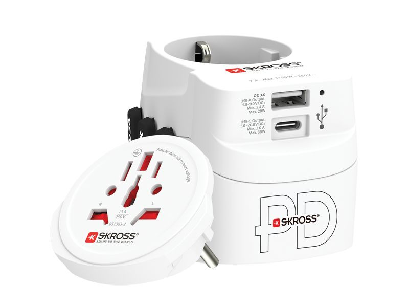 SKROSS Reiseadapter Pro Light, 1 x USB-A und C AC30PD