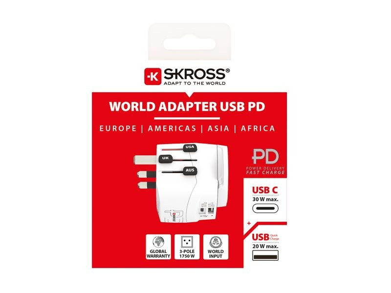 SKROSS Reiseadapter Pro Light, 1 x USB-A und C AC30PD