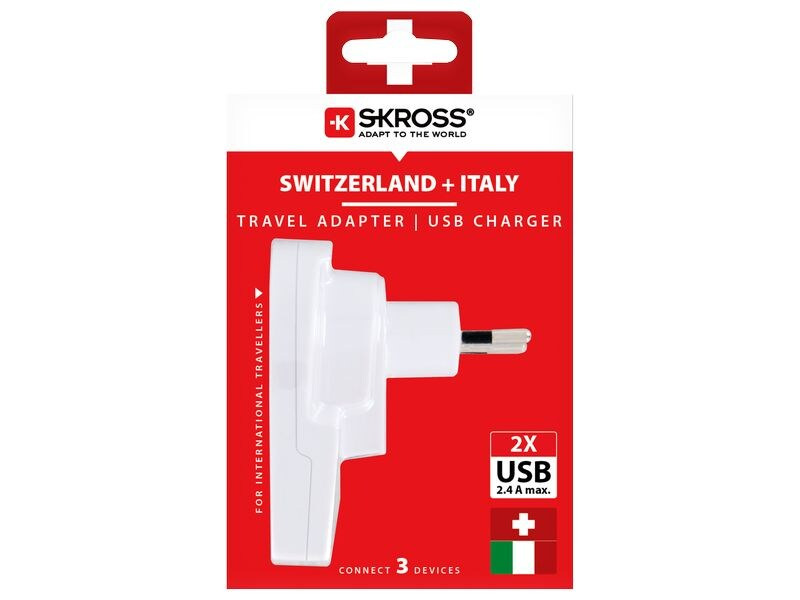 SKROSS Reiseadapter Country World / CH-IT-BRA, USB