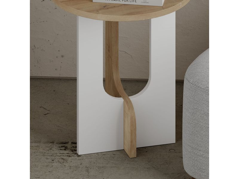 Woody Fashion Beistelltisch Luna 40 x 47 x 40 cm, Nature/Weiss