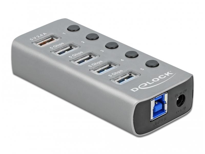 Delock USB-Hub 63262 USB 3.0 - 4x USB-A / 1x Ladeanschluss