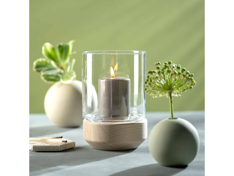 Leonardo Windlicht Legno Nature/Transparent