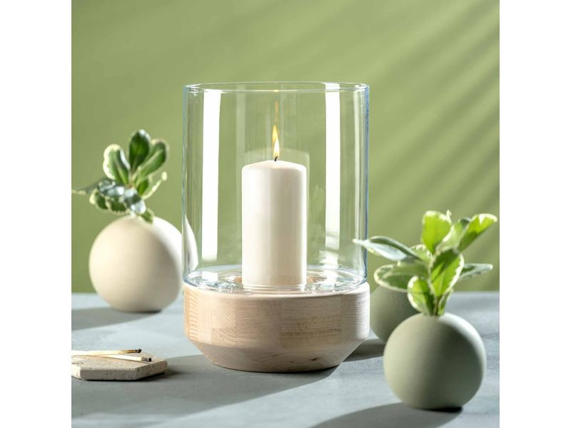 Leonardo Windlicht Legno Nature/Transparent