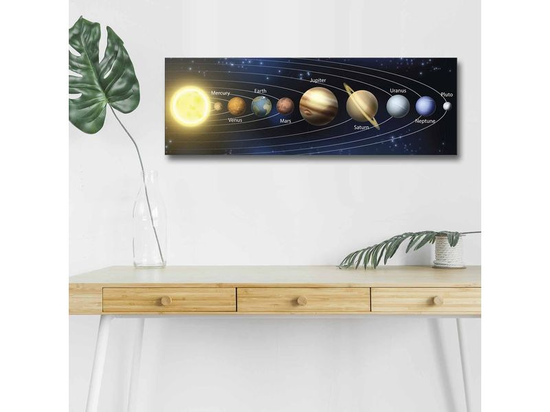 Wallxpert Bild Planeten 30 x 90 cm, Holz