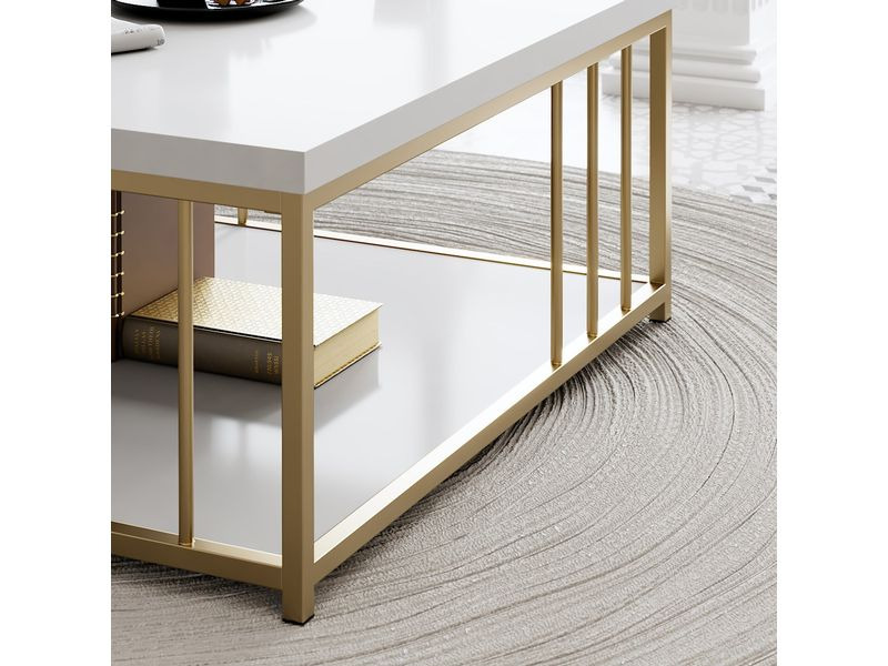 Woody Fashion Couchtisch Zenn 90 x 39 x 40 cm, Gold/Weiss