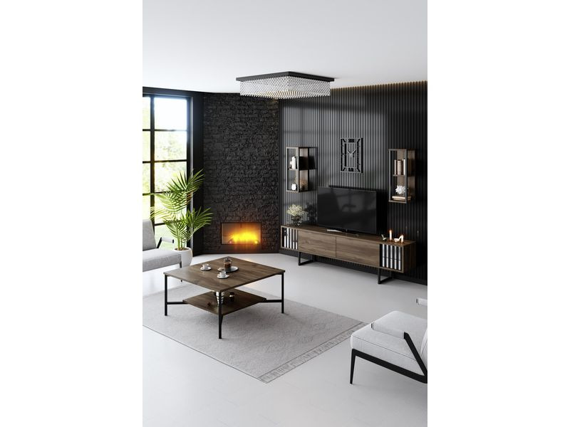 Woody Fashion Couchtisch Black Line 80 x 80 x 40 cm, Braun