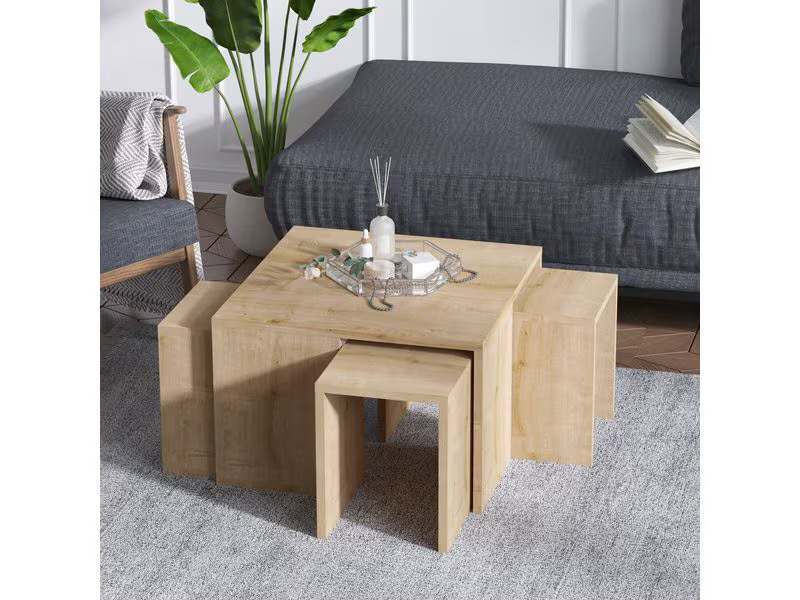 Woody Fashion Beistelltisch Ortanca 5-er Set, Nature
