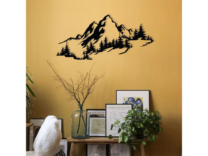 Wallxpert Wanddekoration Mountain 67 x 30 cm, Metall
