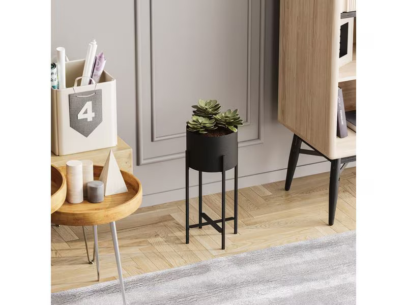 Wallxpert Pflanzenständer 23 cm/48 cm, Schwarz