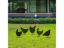 Wallxpert Gartenstecker Huhn 30 cm, 5er Set, Schwarz
