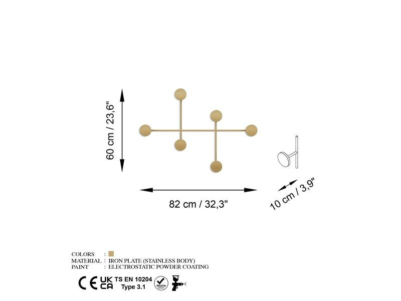 Wallxpert Garderobenleiste Dama 6 Haken, Gold