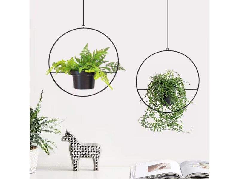 Wallxpert Blumenampel 2er Set, Schwarz