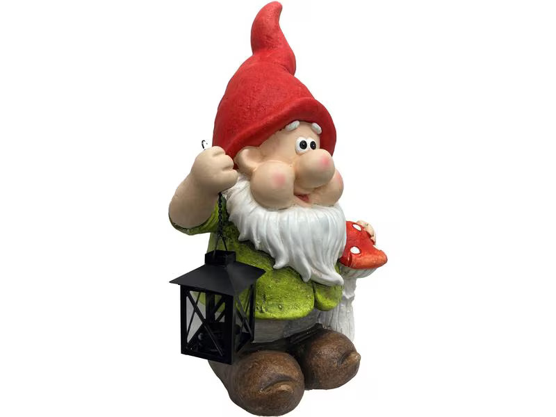 Dameco Dekofigur Gartenzwerg mit Laterne, 20 x 28 x 45 cm