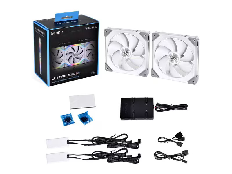 Lian Li PC-Lüfter Uni Fan SL 140 2er Pack inkl. Controller, Weiss