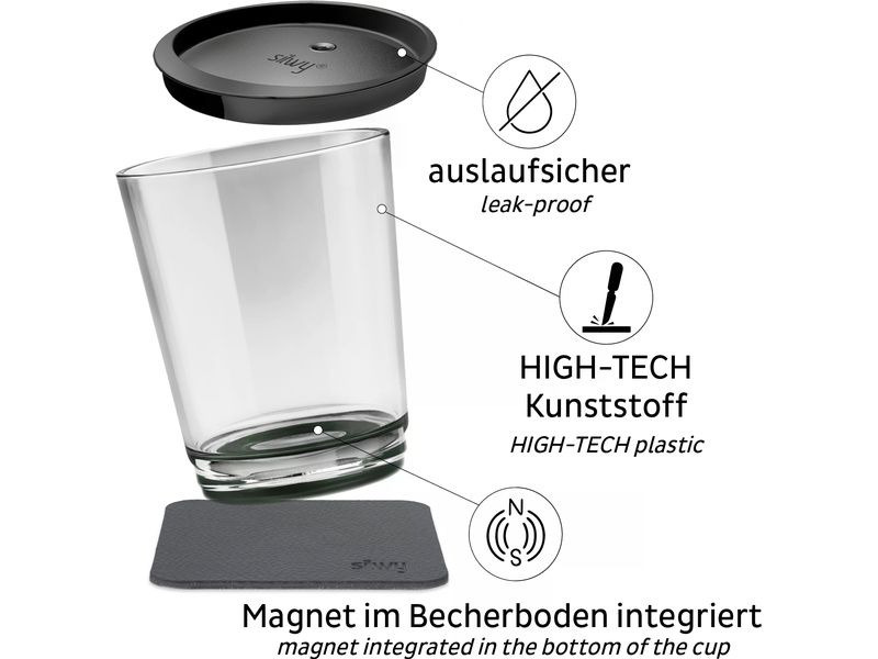 Silwy Magnet-Kunststoff-Trinkbecher Triple Grau