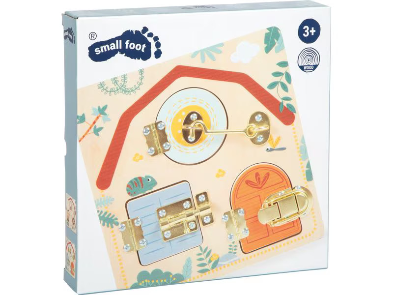 small foot Motorikbrett Schloss und Riegel «Safari»