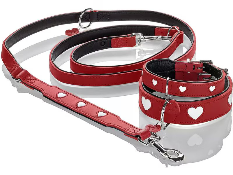Hunter Verstellbare Führleine Love, 13/200, Rot/Schwarz