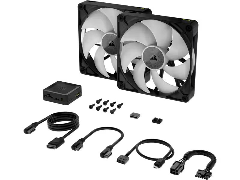 Corsair PC-Lüfter iCUE LINK RX140 RGB Schwarz, 2er Starter-Kit