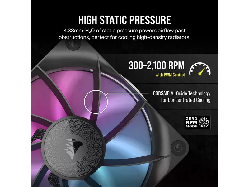 Corsair PC-Lüfter iCUE LINK RX120 RGB Schwarz, 3er Starter-Kit