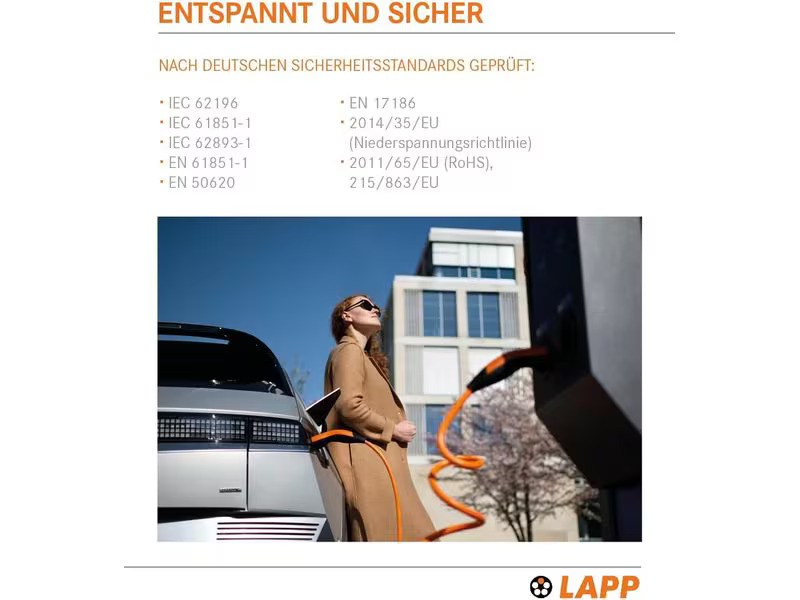 Lapp Ladekabel für Elektroauto Typ 2, 7.4kW, 32A, 5 m, Orange