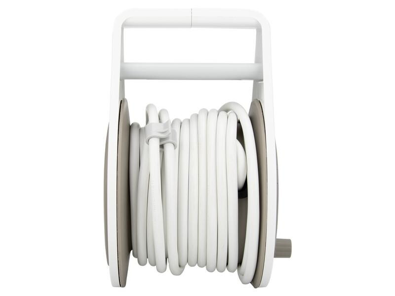 STEFFEN Kabelrolle mit Griff 4 x T13, Weiss / Grau, 7 m Kabel