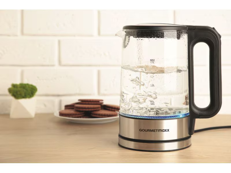 GOURMETmaxx Wasserkocher 1.7 l, Silber/Transparent