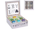 relaxdays Teebeutel-Box Grau/Weiss