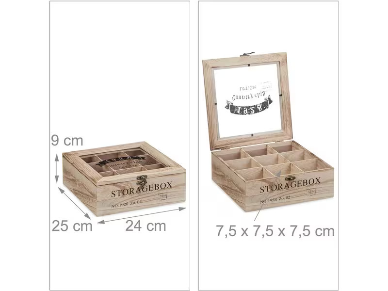 relaxdays Teebeutel-Box Braun