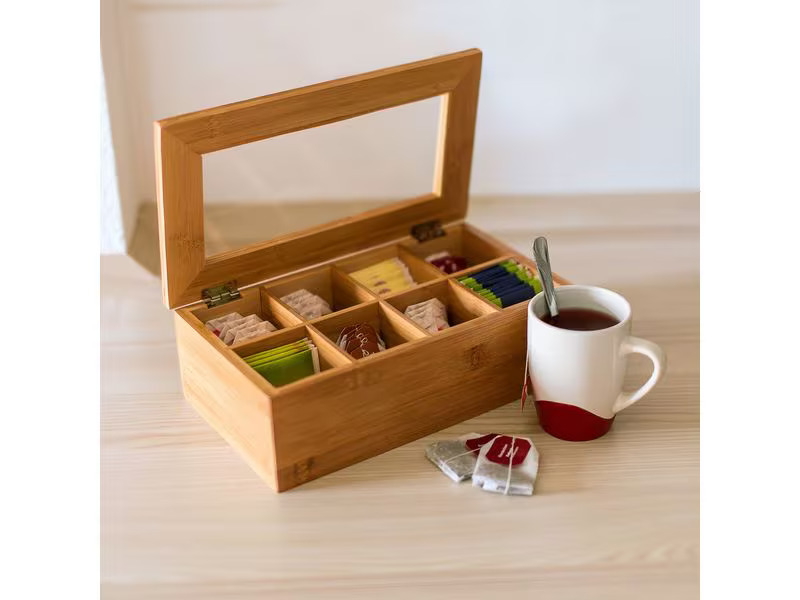 relaxdays Teebeutel-Box Braun