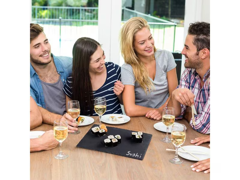 relaxdays Servierplatte 4 Stück Schwarz