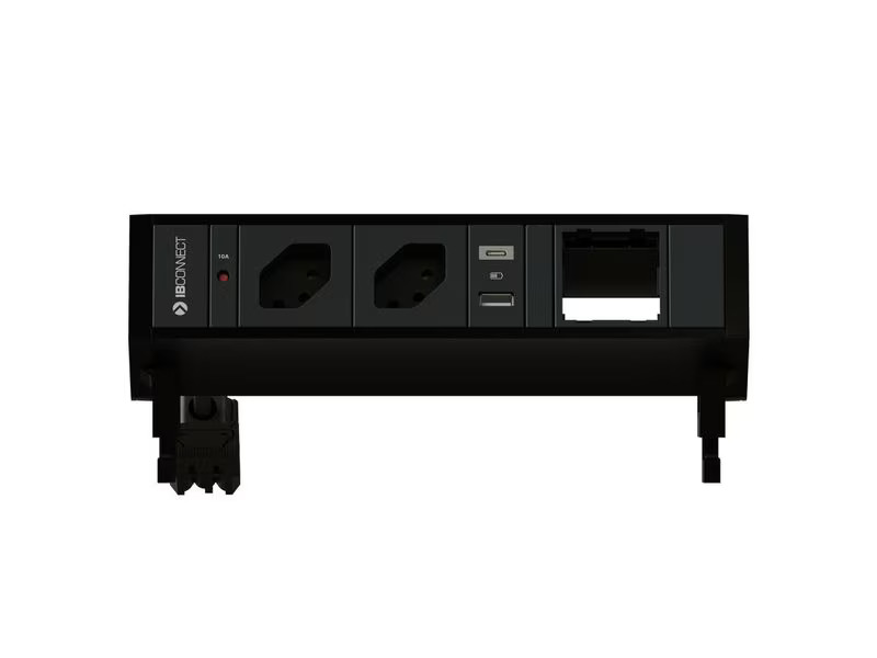 Max Hauri Steckdoseneinheit SUPRA 2x T13, USB-A/C, Leermodul Schwarz