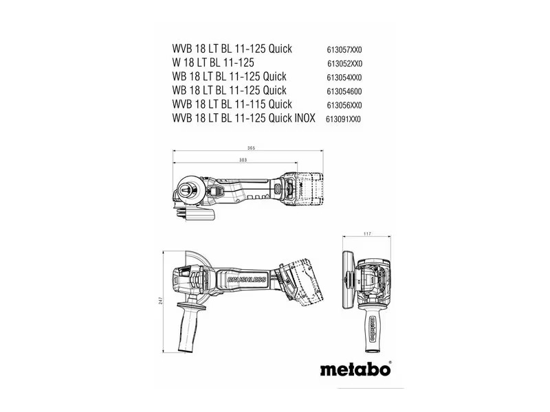 Metabo Winkelschleifer WB18 lTBL11-125 Quick, Ø 125 mm, 18 V, Kit