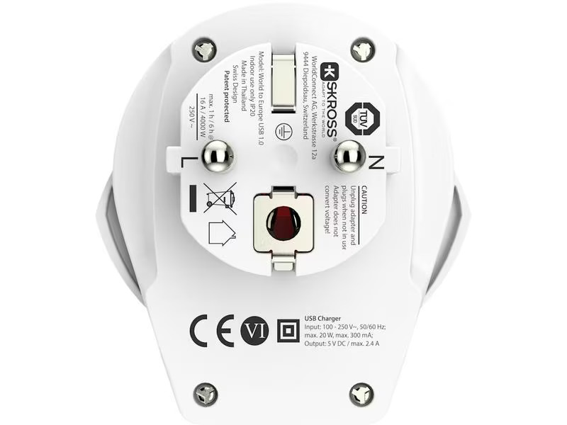 SKROSS Reiseadapter World – EU mit USB Ladegerät