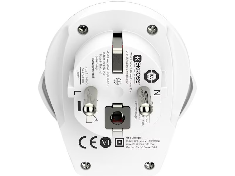 SKROSS Reiseadapter World – EU mit USB Ladegerät