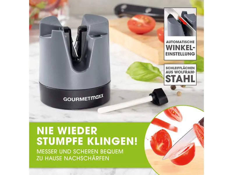GOURMETmaxx Messerschärfer 6.4 cm, Anthrazit/Schwarz